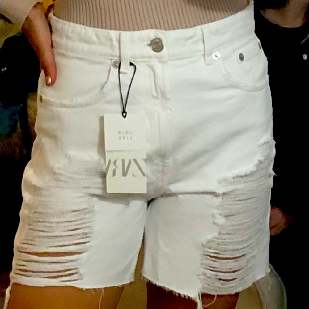 Ripped high waisted jean shorts